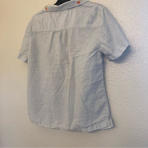 Anthropologie Maeve blue orange Floral embroidery Christie Buttondown blouse 2 - Picture 5 of 12